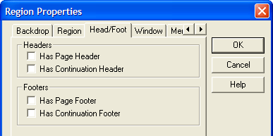 Region Head Foot Properties